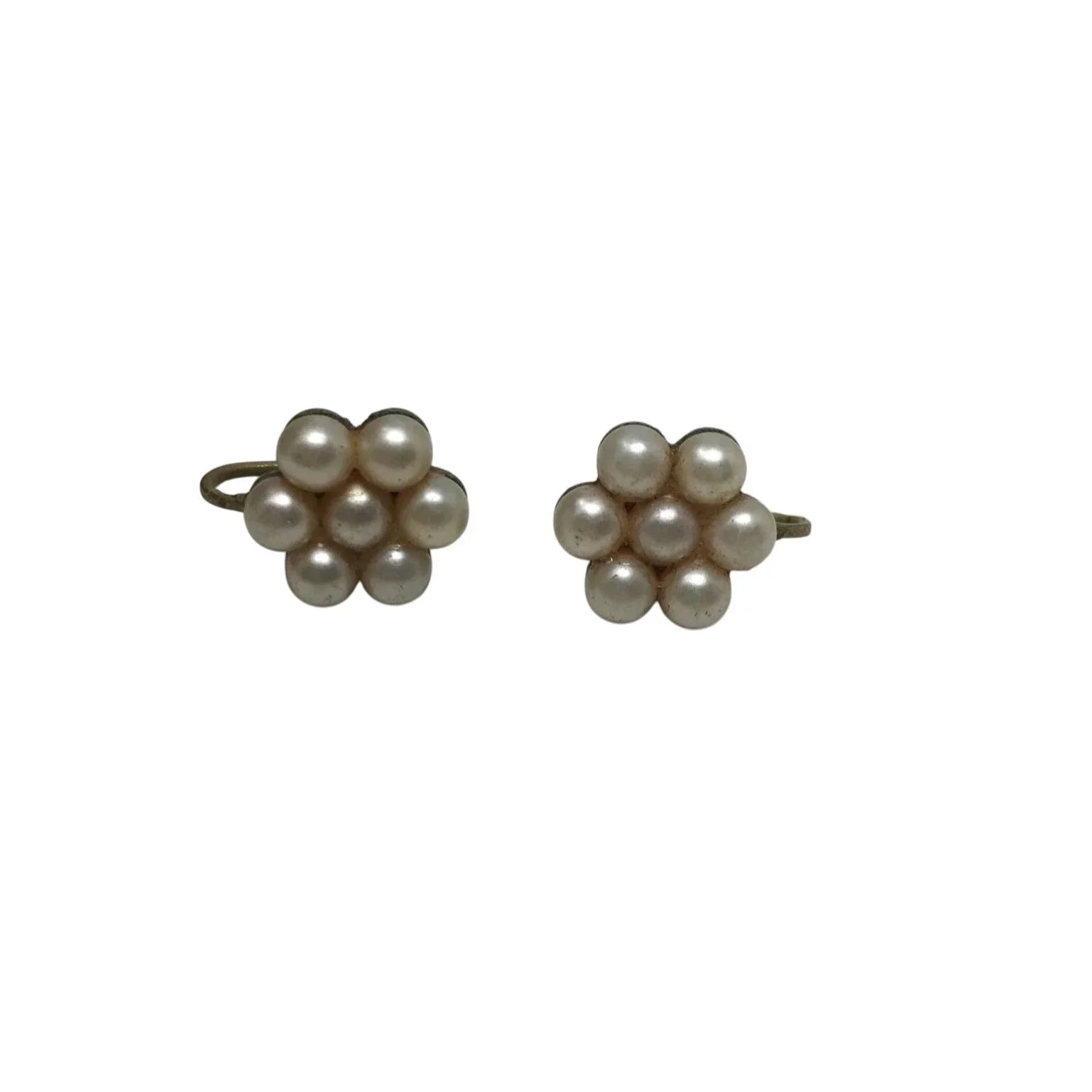 Women's Vintage Flower Shaped Cluster Screw Back Earrings - A+ Stuff - Earrings - A+ Stuff