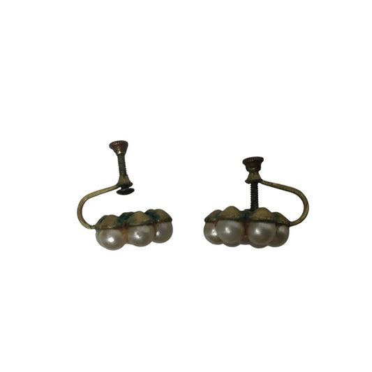 Women's Vintage Flower Shaped Cluster Screw Back Earrings - A+ Stuff - Earrings - A+ Stuff