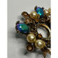 Women's Vintage Gold Tone Brooch Pin with Gems and Faux Pearls - A+ Stuff - Brooch - A+ Stuff