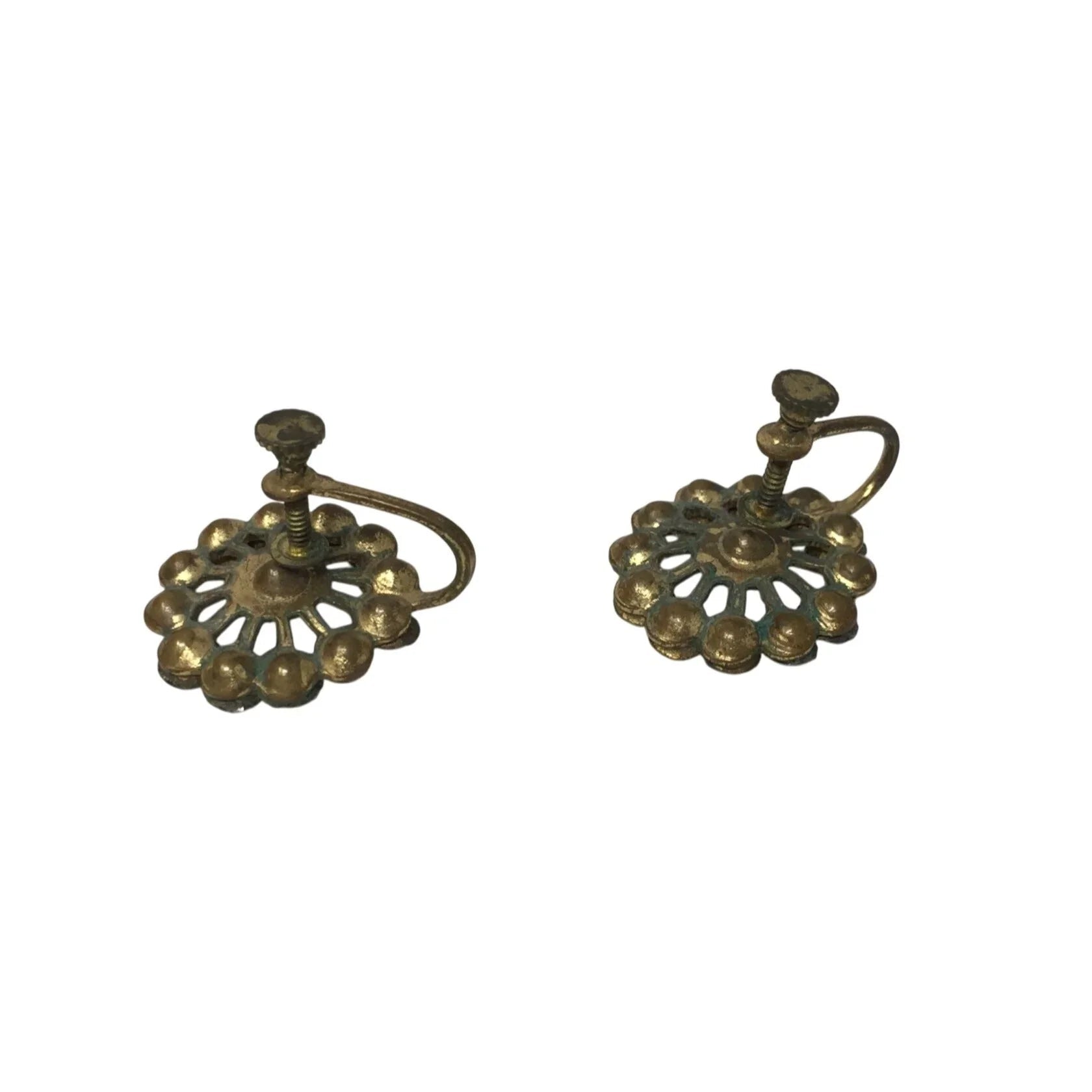 Women's Vintage Gold tone Screw Back Earrings with Rhinestones - A+ Stuff - Earrings - A+ Stuff
