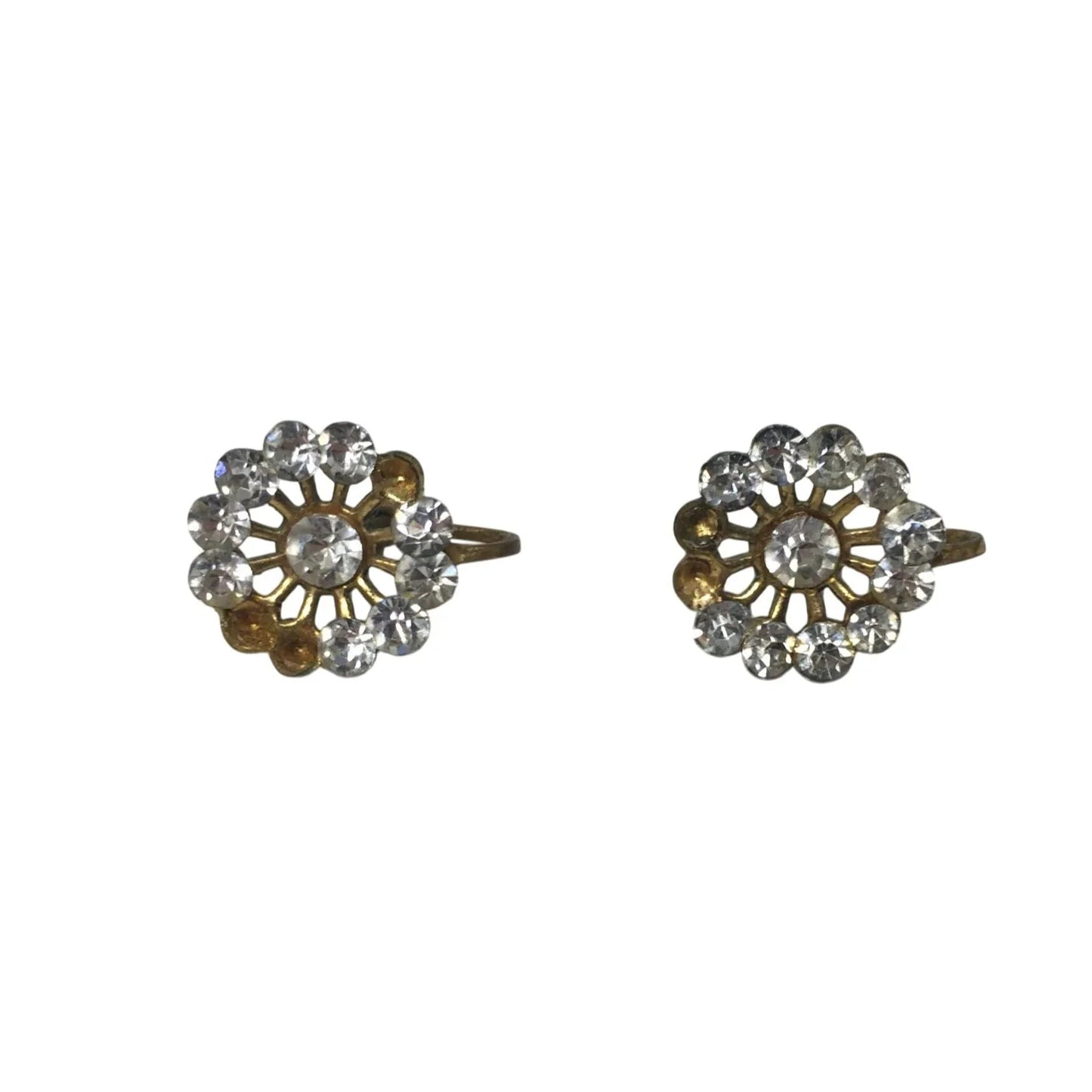 Women's Vintage Gold tone Screw Back Earrings with Rhinestones - A+ Stuff - Earrings - A+ Stuff