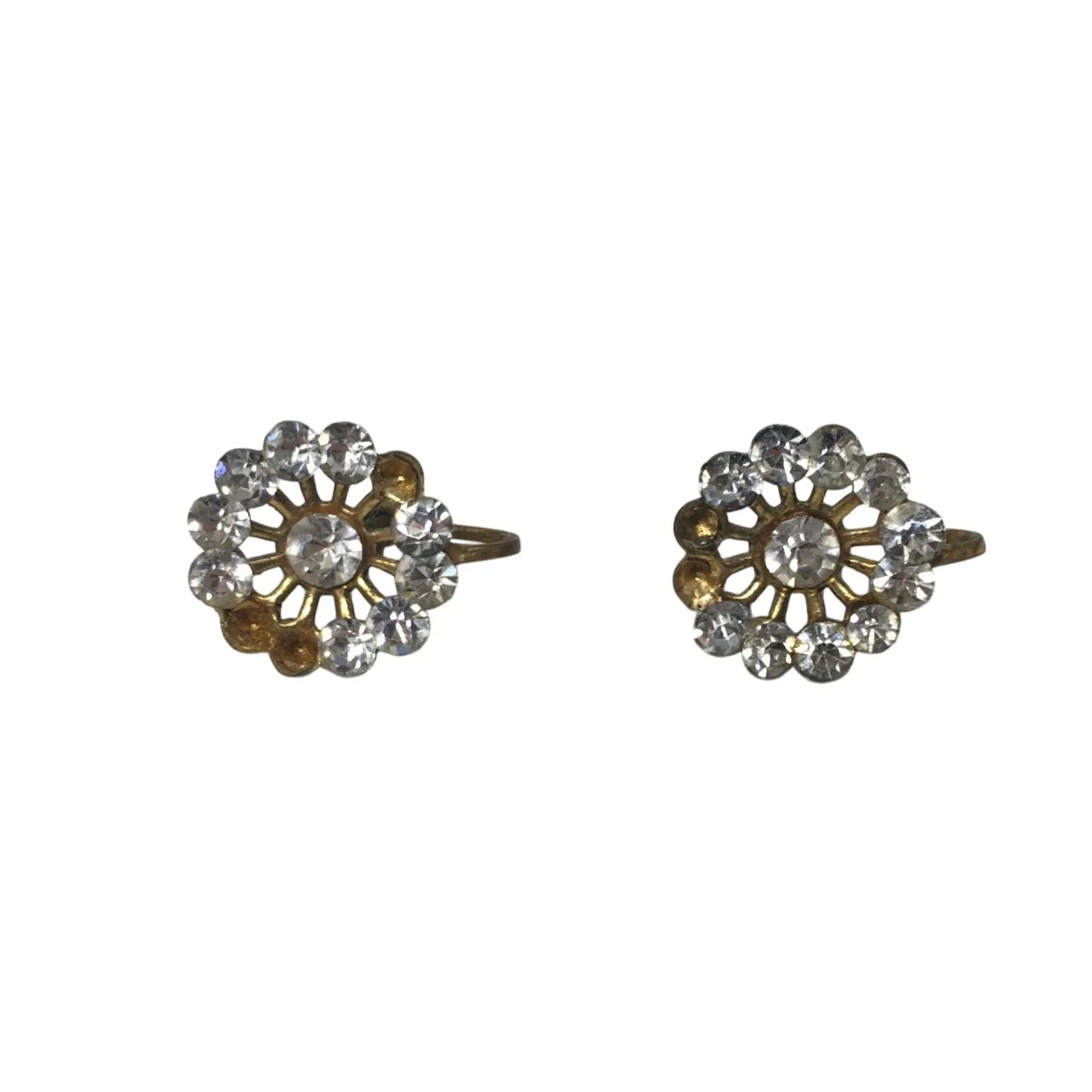 Women's Vintage Gold tone Screw Back Earrings with Rhinestones - A+ Stuff - Earrings - A+ Stuff