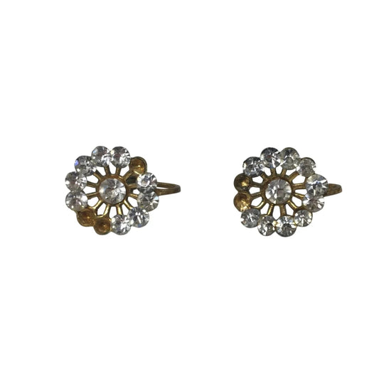 Women's Vintage Gold tone Screw Back Earrings with Rhinestones - A+ Stuff - Earrings - A+ Stuff