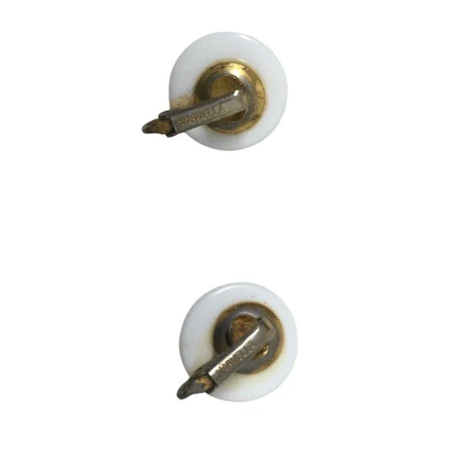 Women's Vintage MARVELLA White and Gold Tone Clip on Earrings - marvella - Earrings - A+ Stuff