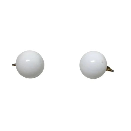 Women's Vintage MARVELLA White and Gold Tone Clip on Earrings - marvella - Earrings - A+ Stuff