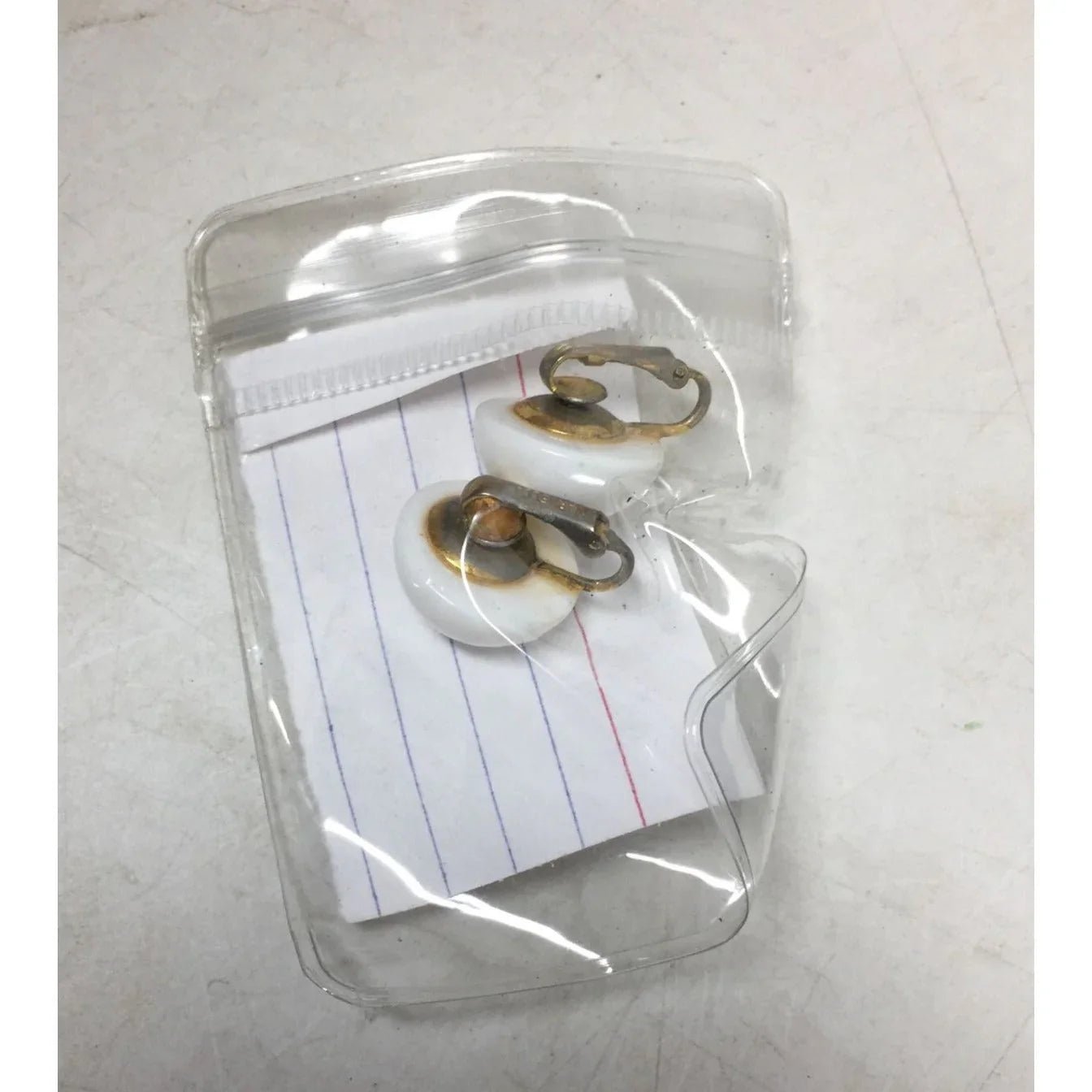Women's Vintage MARVELLA White and Gold Tone Clip on Earrings - marvella - Earrings - A+ Stuff