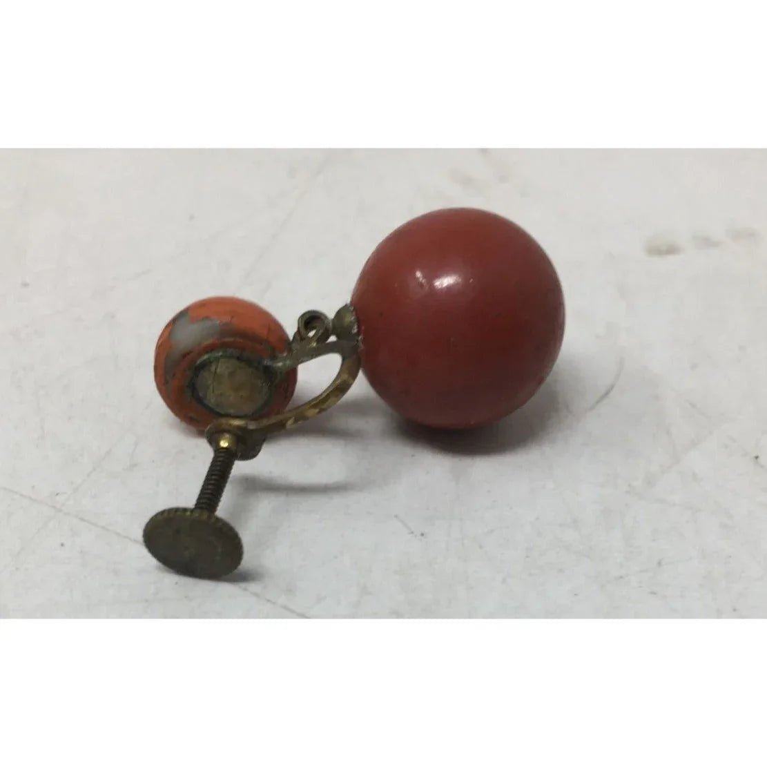 Women's Vintage Orange and Gold Tone Dangle Screw Back Earrings - A+ Stuff - Earrings - A+ Stuff
