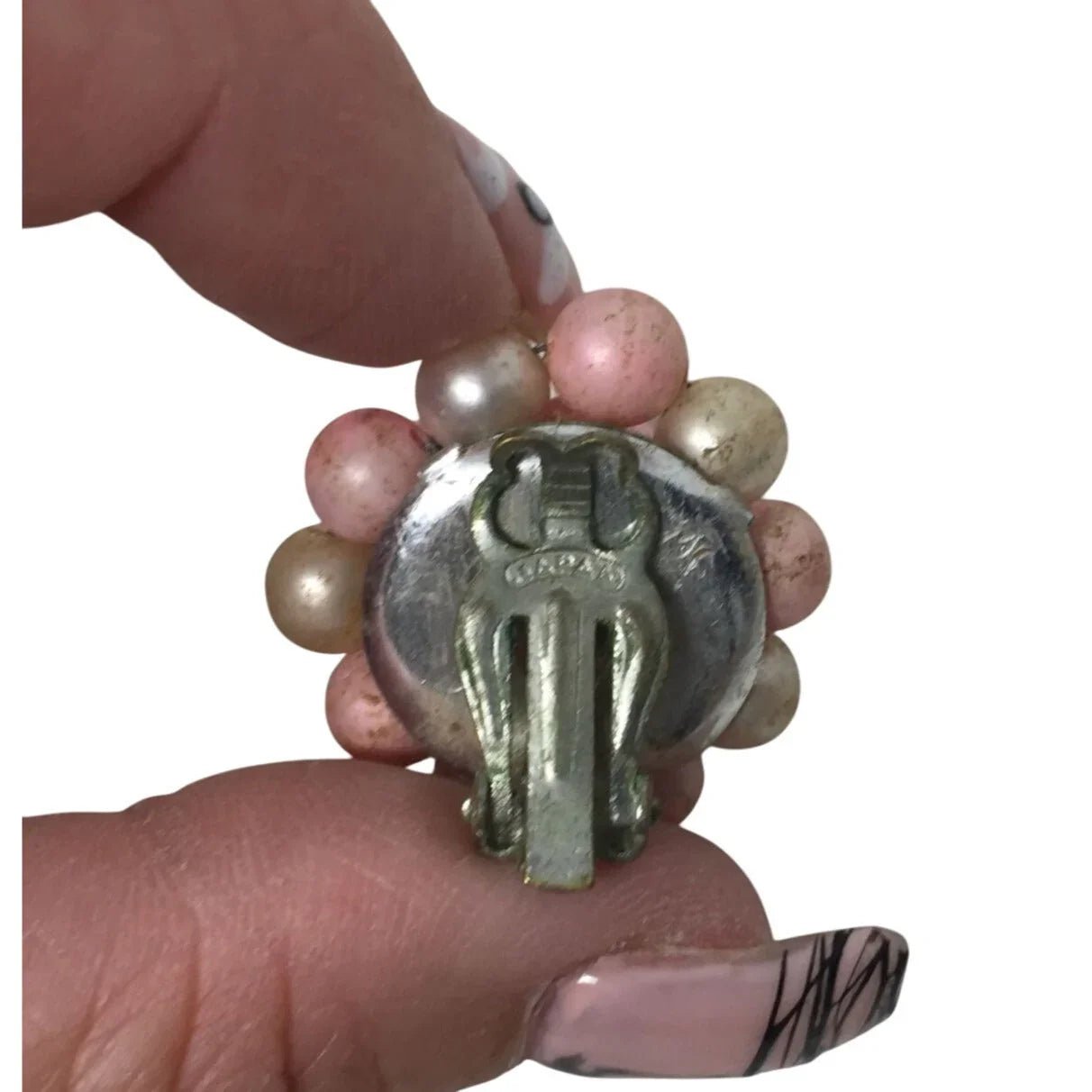 Women's Vintage Pink and Silver tone Clip On Cluster Earrings - A+ Stuff - Earrings - A+ Stuff
