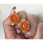Women's Vintage Rose Flower Orange and Gold Tone Screw Back Earrings - A+ Stuff - Earrings - A+ Stuff