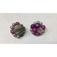 Women's Vintage Round Purple, Pink and Gold Tone Beaded Cluster clip on Earrings - A+ Stuff - Earrings - A+ Stuff