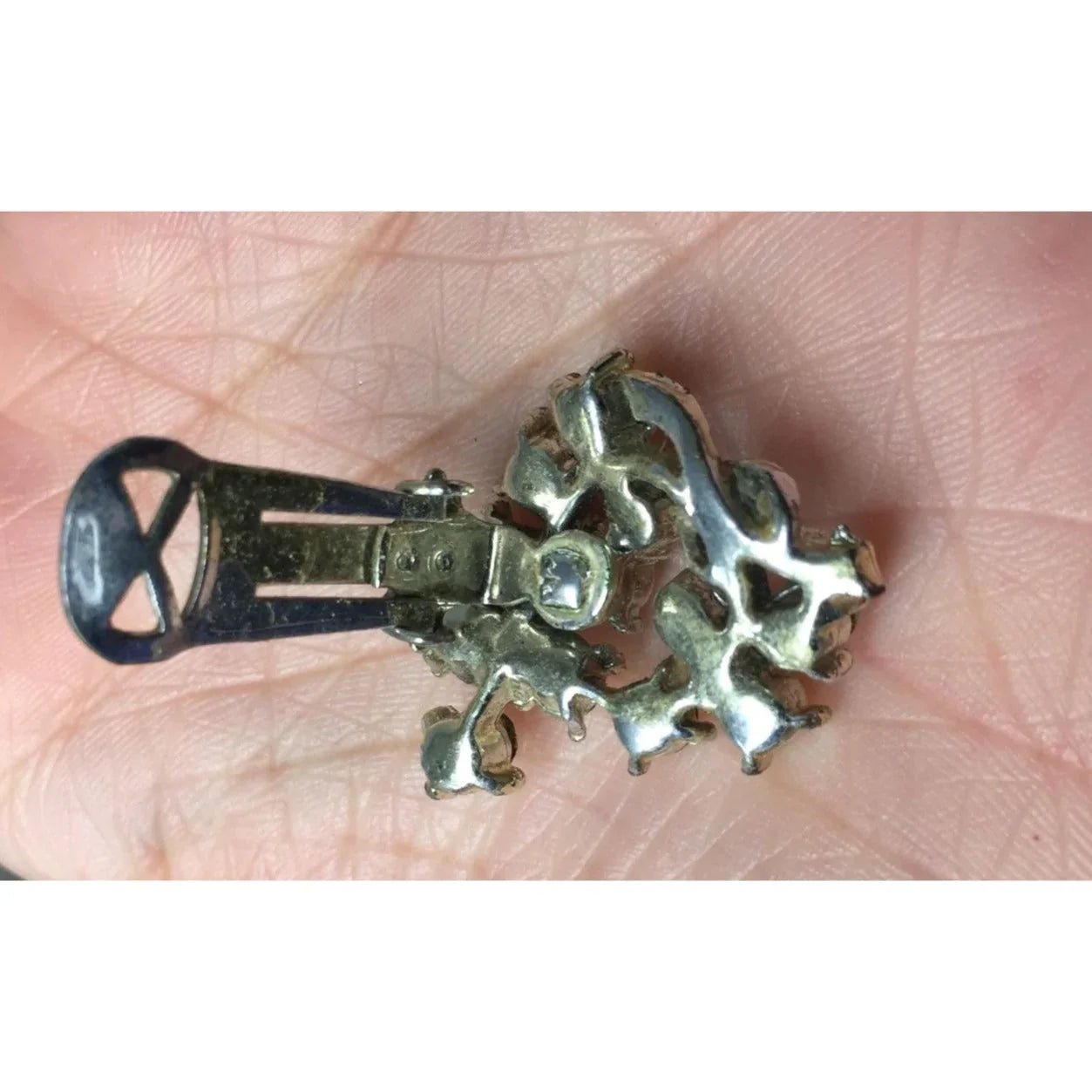 Women's Vintage Silver Tone Clip On Earrings with Rhinestones/Gemstones - A+ Stuff - Earrings - A+ Stuff