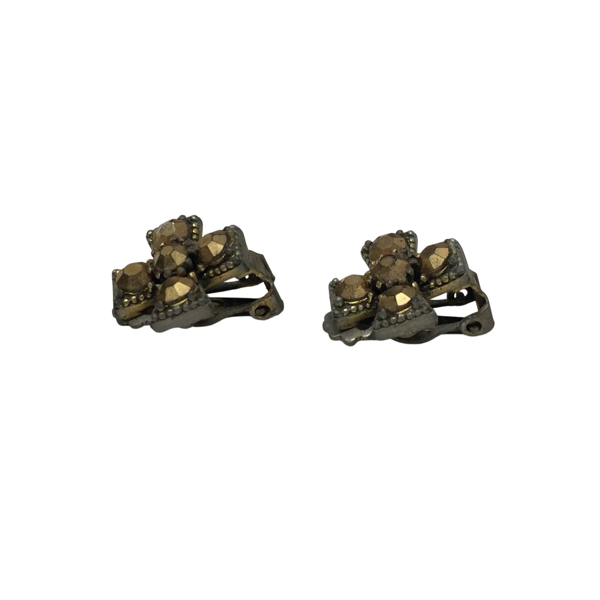Women's Vintage WEISS Rhinestone Cross Shaped Clip On Earrings - WEISS - Earrings - A+ Stuff