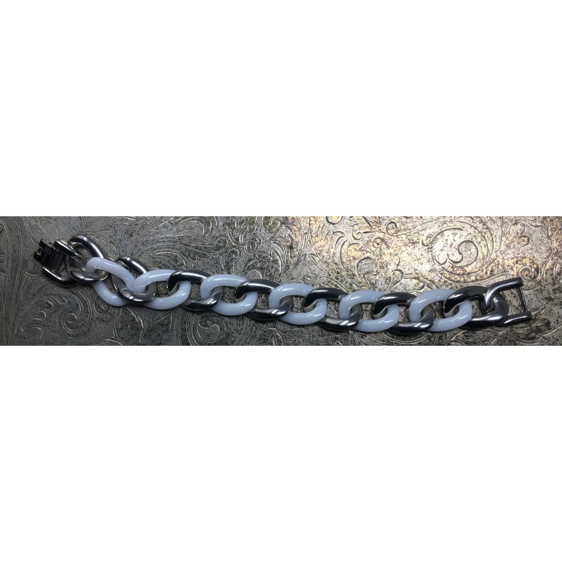 Women's White and Silver Chunky Link Bracelet - A+ Stuff - Bracelet - A+ Stuff