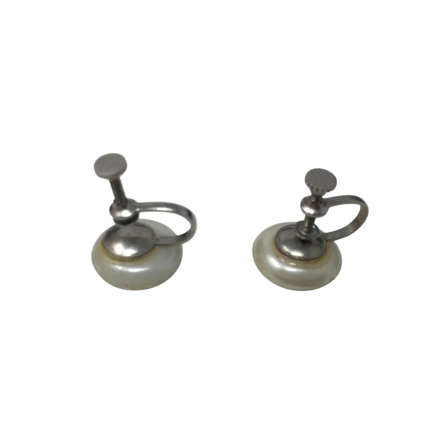 Women's White Faux Pearl Screw Back earrings - A+ Stuff - Earrings - A+ Stuff