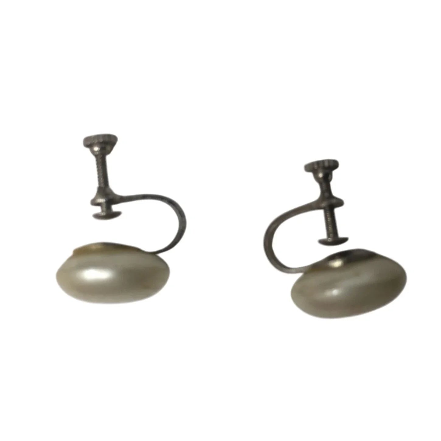 Women's White Faux Pearl Screw Back earrings - A+ Stuff - Earrings - A+ Stuff
