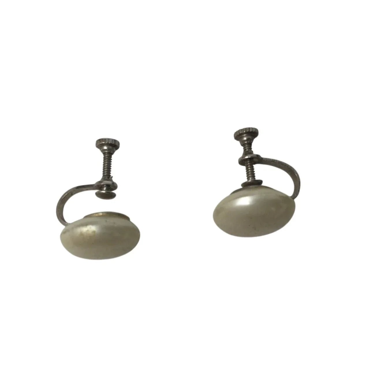 Women's White Faux Pearl Screw Back earrings - A+ Stuff - Earrings - A+ Stuff