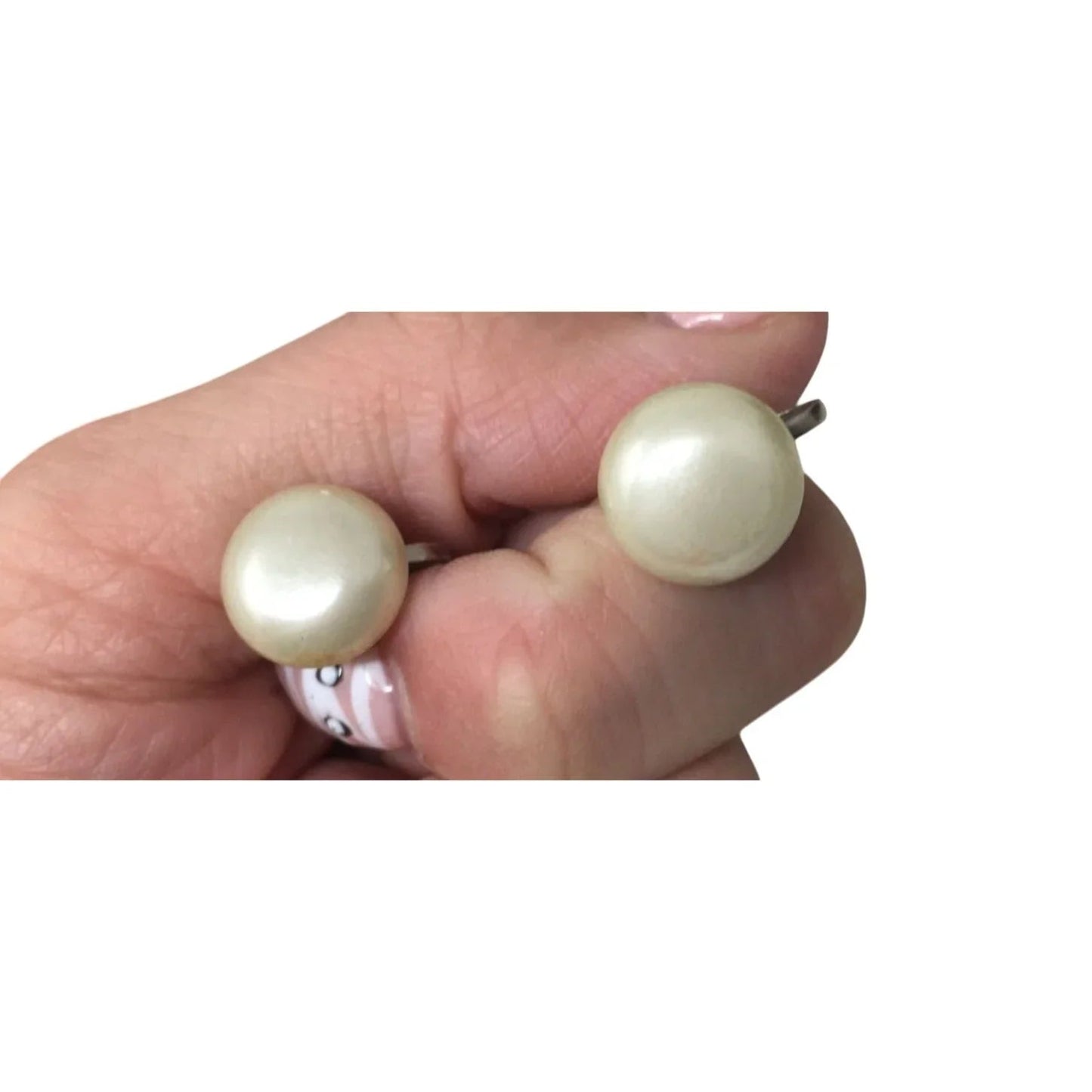 Women's White Faux Pearl Screw Back earrings - A+ Stuff - Earrings - A+ Stuff