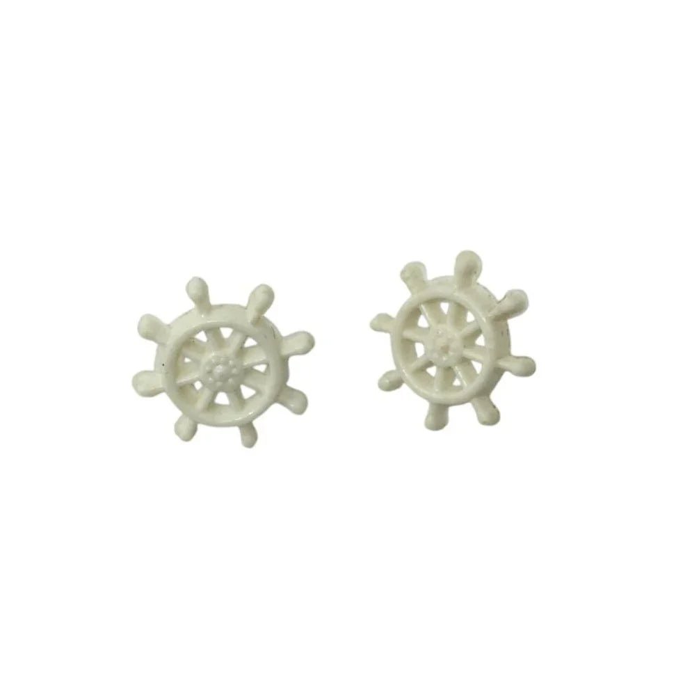 Womens White Ship Wheel Earrings - A+ Stuff - Earrings - A+ Stuff