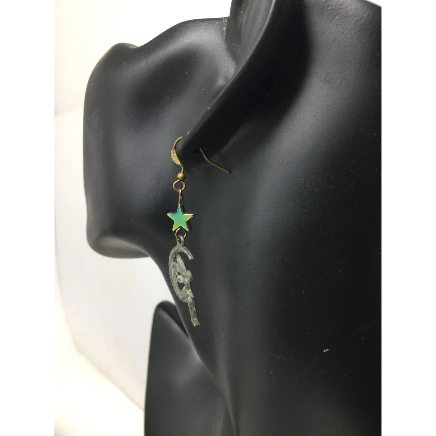 Women's/Girl's Fairy Sitting on the Moon Earrings with Stars - A+ Stuff - earrings - A+ Stuff