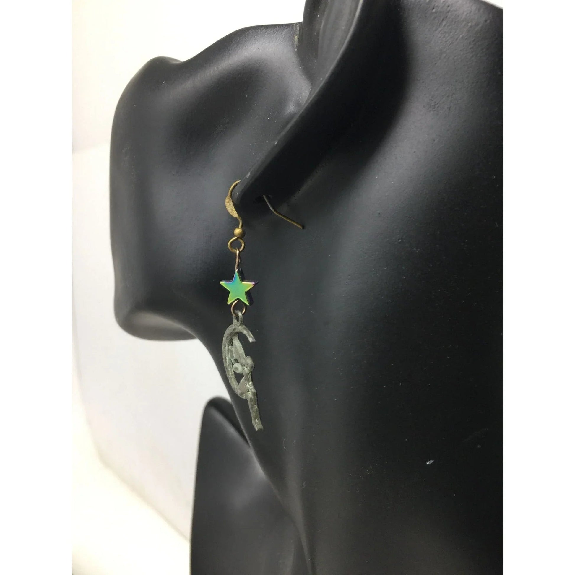 Women's/Girl's Fairy Sitting on the Moon Earrings with Stars - A+ Stuff - earrings - A+ Stuff