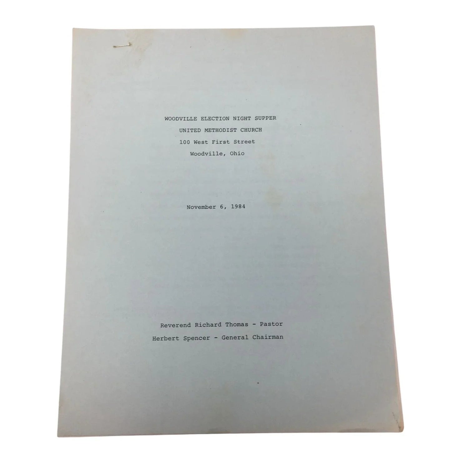 ''Woodville Election Night Supper United Methodist Church'' Sheet Music Pamphlet/Booklet - A+ Stuff - SHEET MUSIC - A+ Stuff