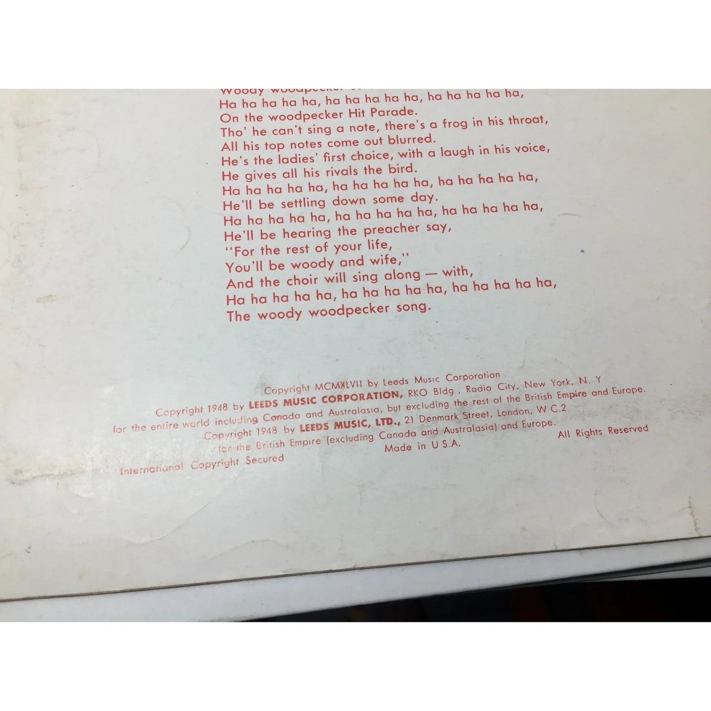 ''WOODY WOODPECKER'' BY KAY KYSER, GEORGE TIBBLES, RAMSEY IDRISS - Leeds music corporation - sheet music - A+ Stuff