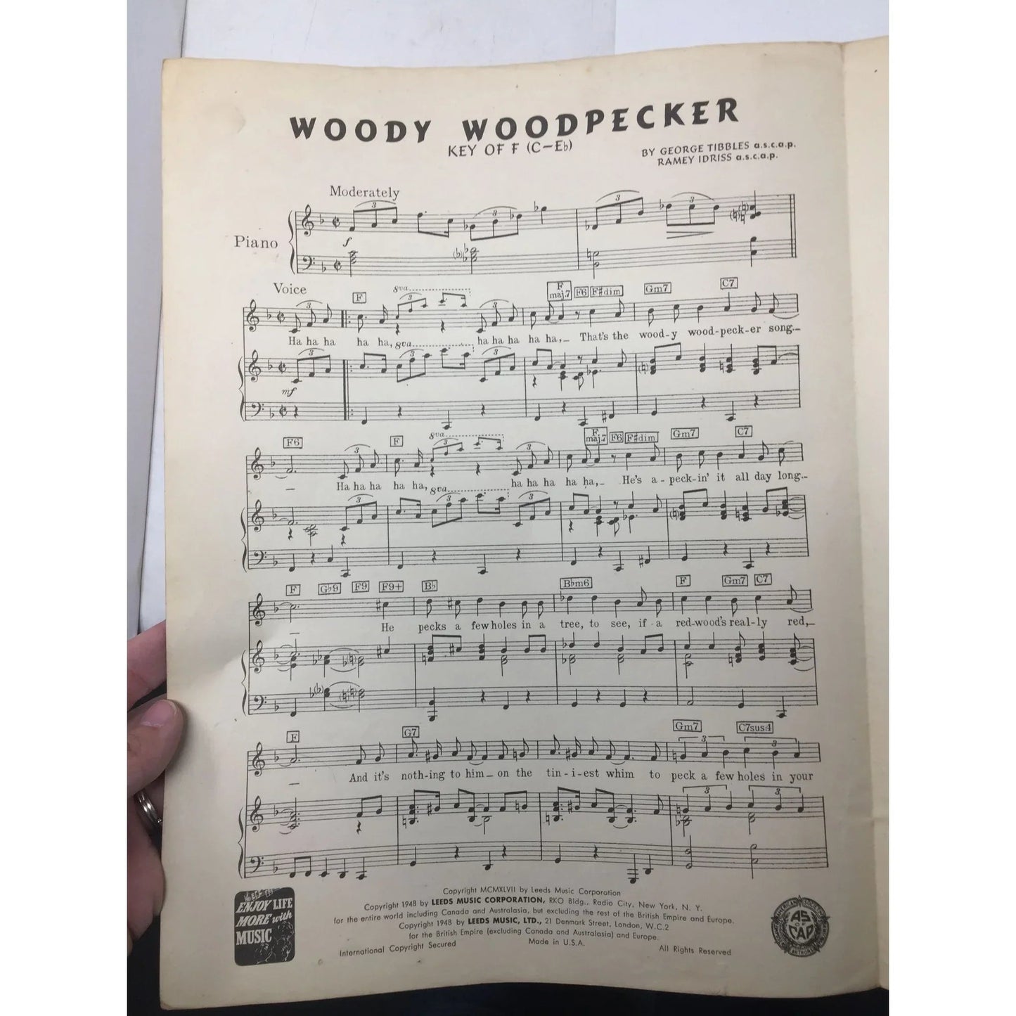 ''WOODY WOODPECKER'' BY KAY KYSER, GEORGE TIBBLES, RAMSEY IDRISS - Leeds music corporation - sheet music - A+ Stuff