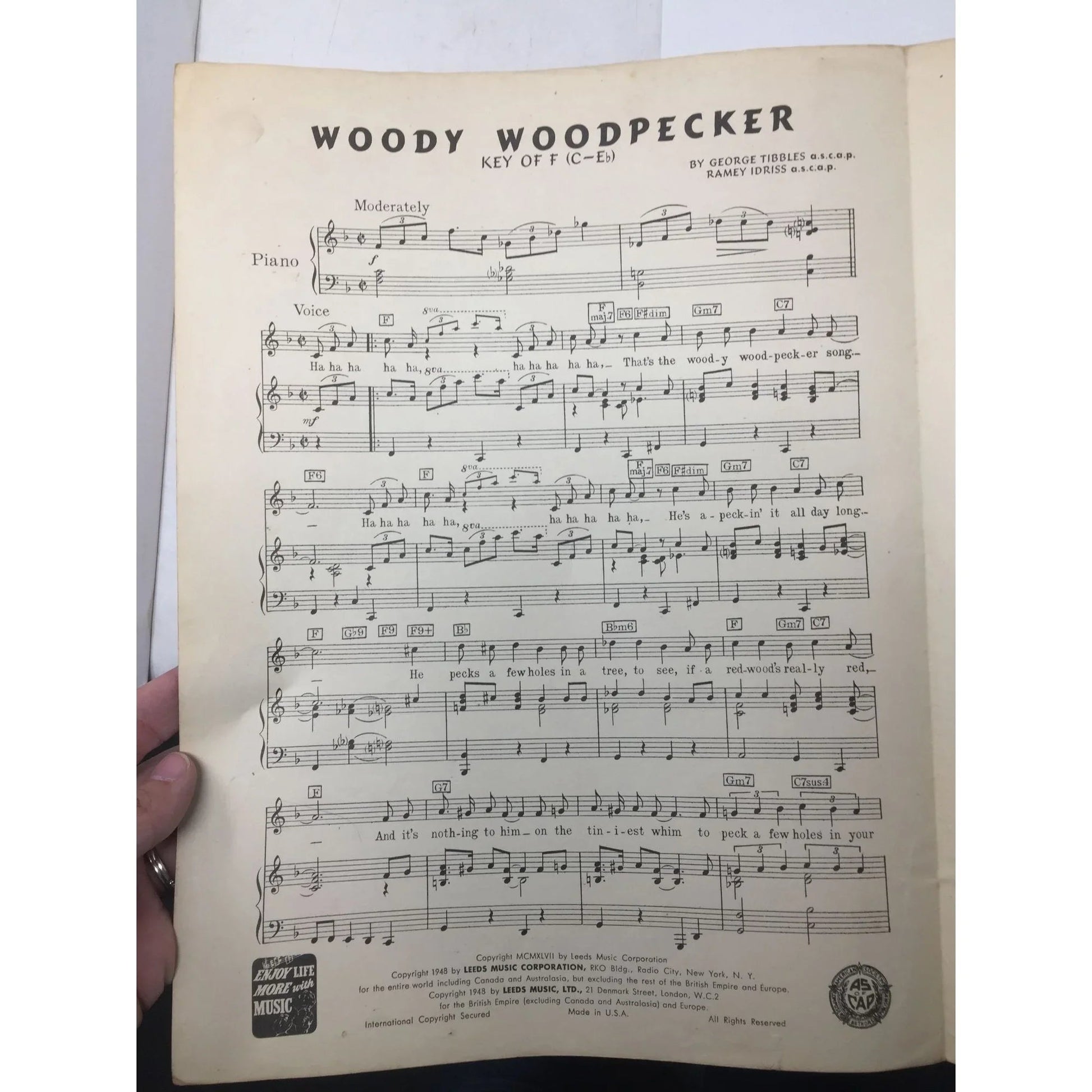 ''WOODY WOODPECKER'' BY KAY KYSER, GEORGE TIBBLES, RAMSEY IDRISS - Leeds music corporation - sheet music - A+ Stuff