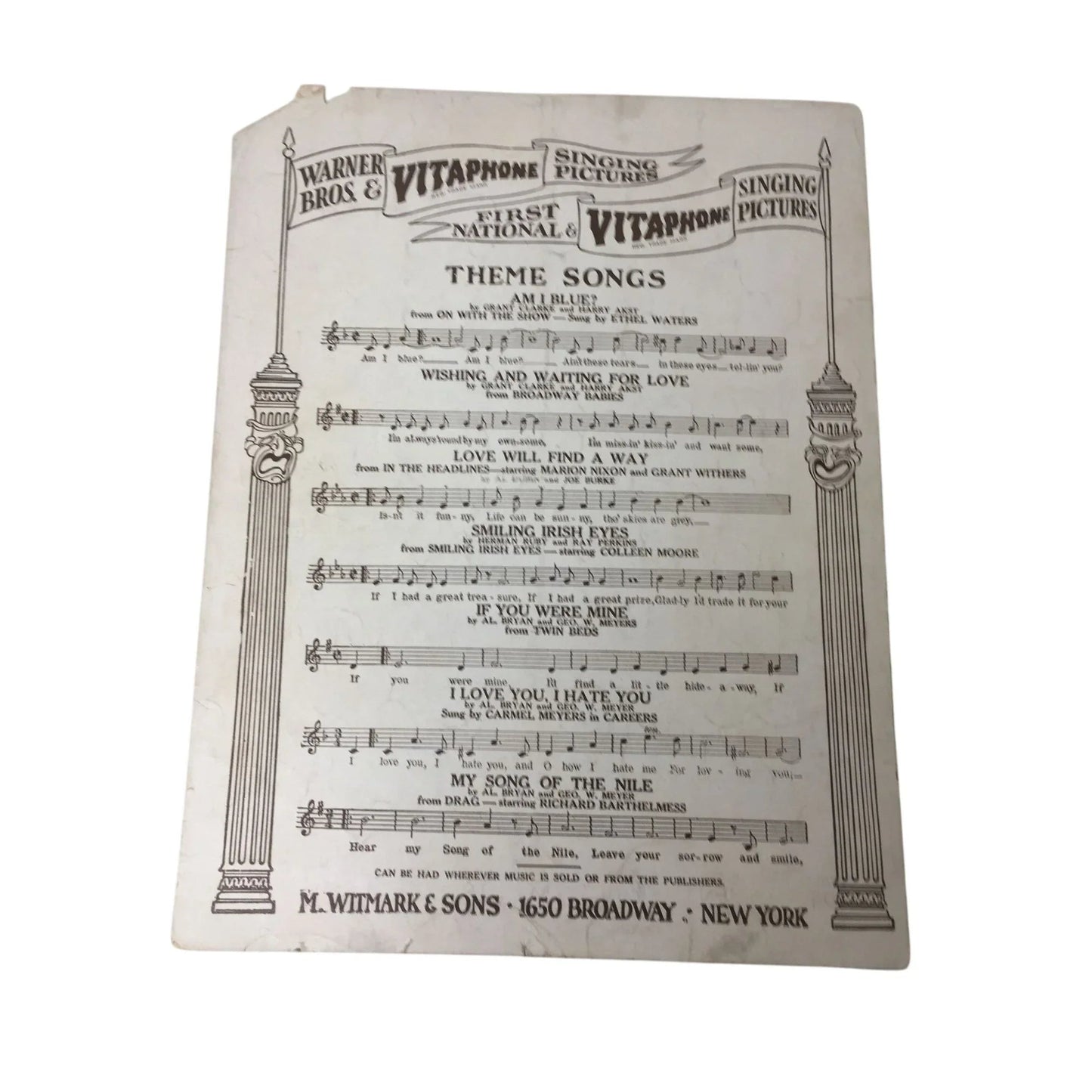 ''Wouldn't It Be Wonderful Is Everybody Happy'' 1929 Sheet Music - M Witmark and sons - SHEET MUSIC - A+ Stuff