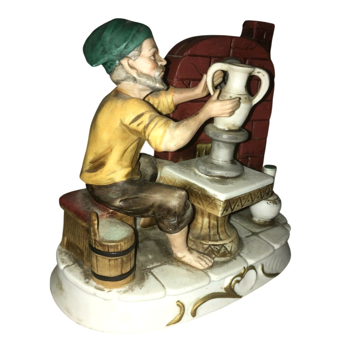 Norman Rockwell Pottery Maker making Vase Porcelain Figurine -Vintage