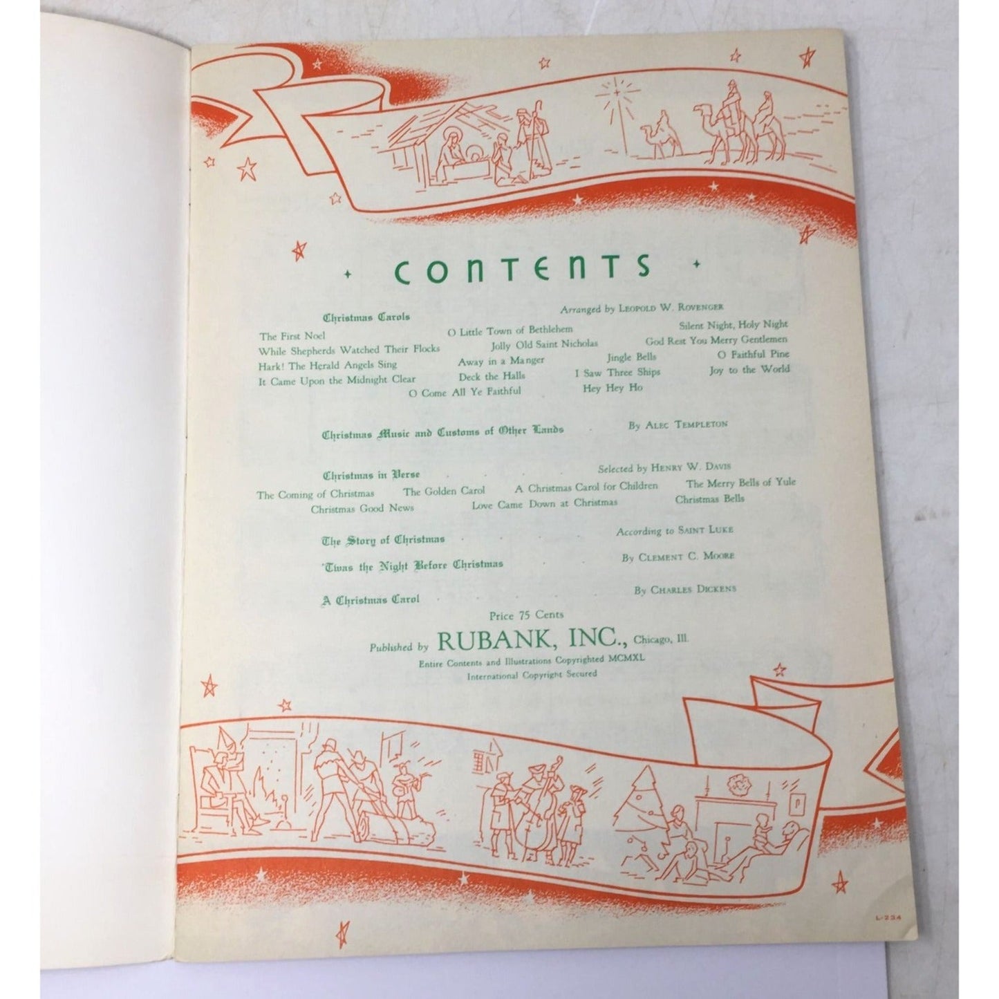 Vintage Holiday Book titled A Merry Christmas in Song, Verse, and Story. unbranded  A+ Stuff Sheet Music
