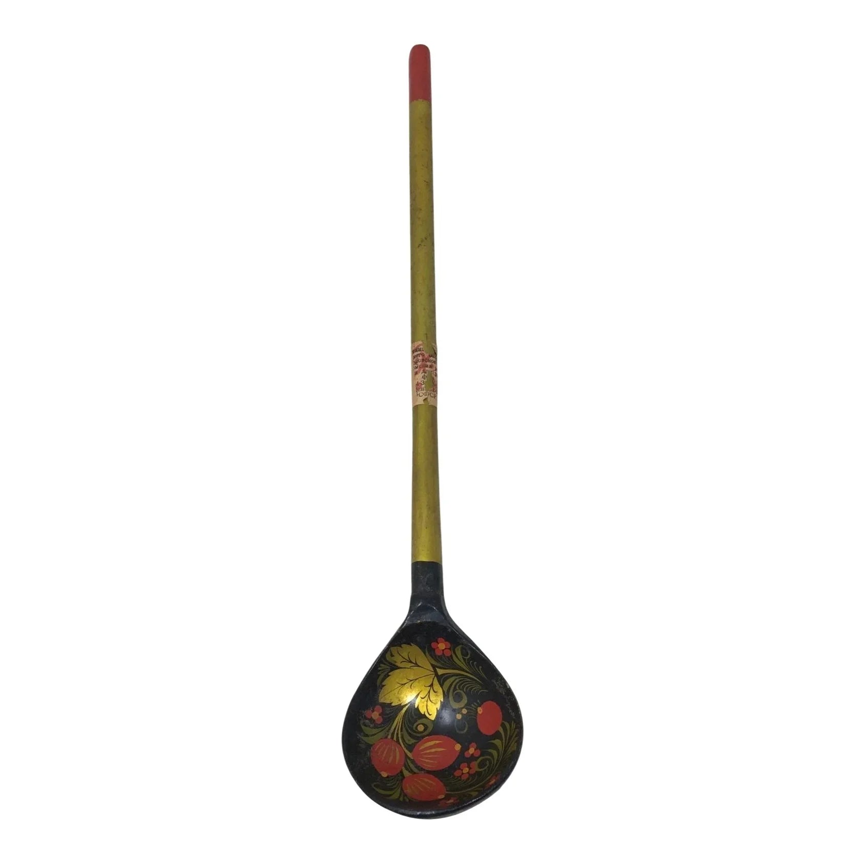 Traditional Khokhloma Vintage Soviet Time Russian Folk Art Wood Large Spoon - A+ Stuff