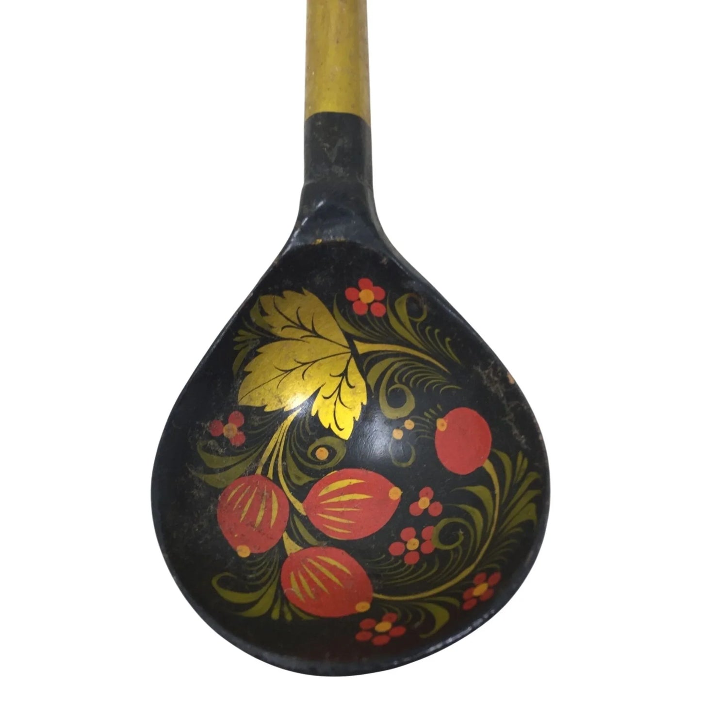 Traditional Khokhloma Vintage Soviet Time Russian Folk Art Wood Large Spoon - A+ Stuff