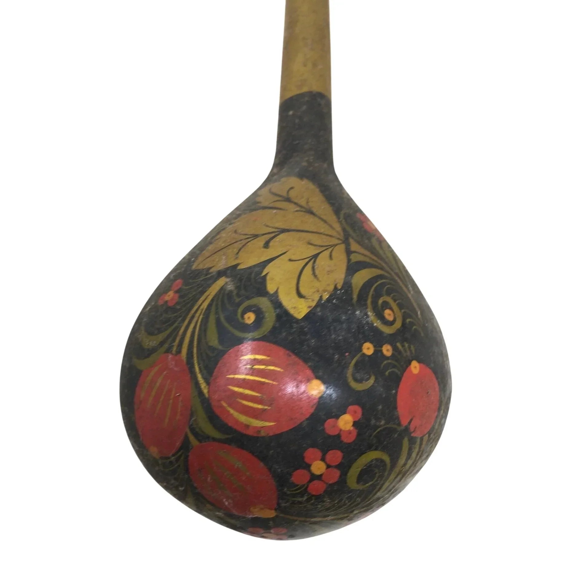 Traditional Khokhloma Vintage Soviet Time Russian Folk Art Wood Large Spoon - A+ Stuff