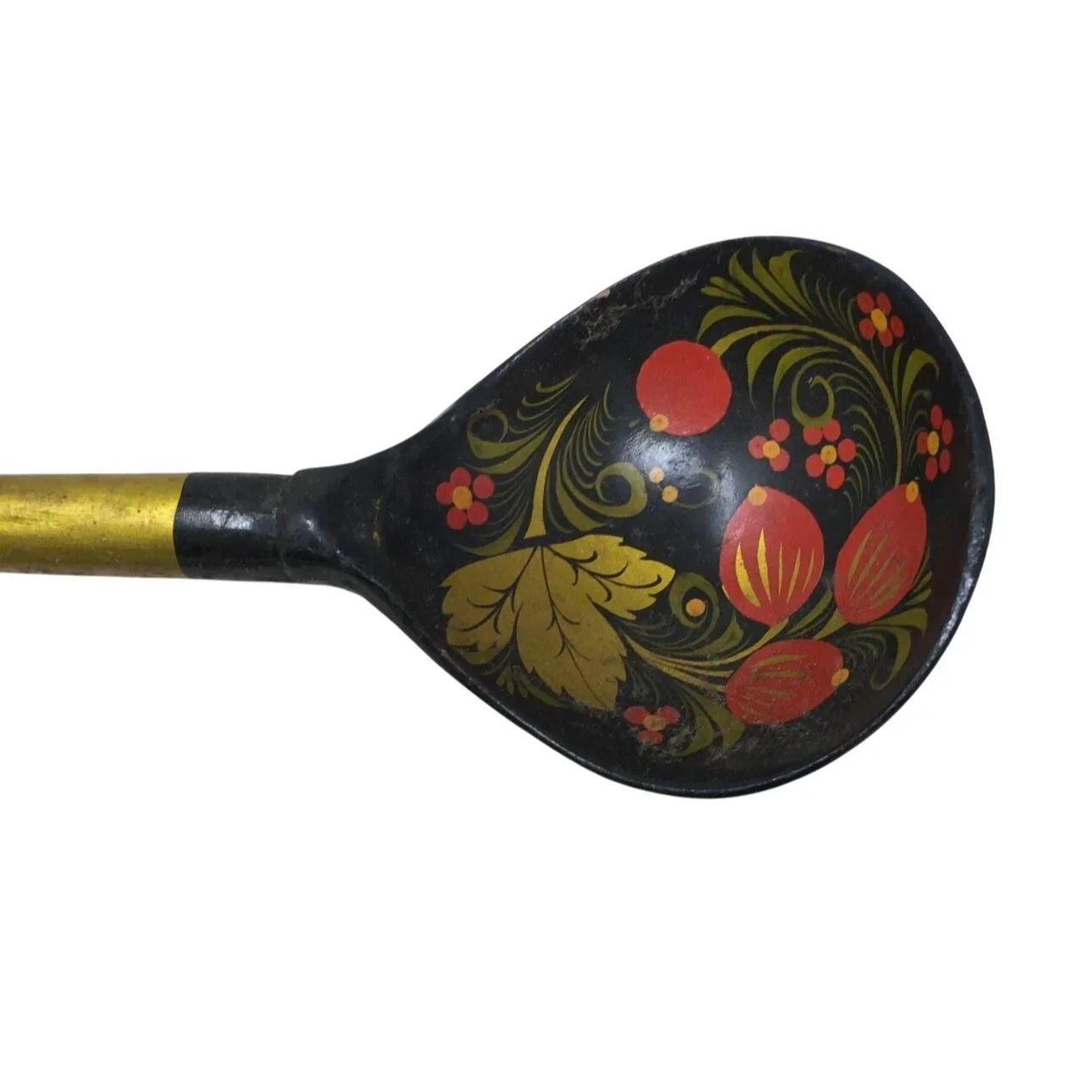 Traditional Khokhloma Vintage Soviet Time Russian Folk Art Wood Large Spoon - A+ Stuff