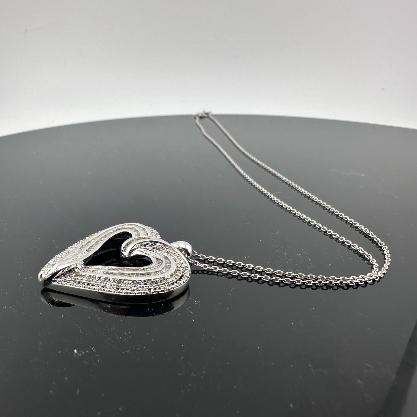 Stunning 1 Carat Baguette Diamond Heart Pendant