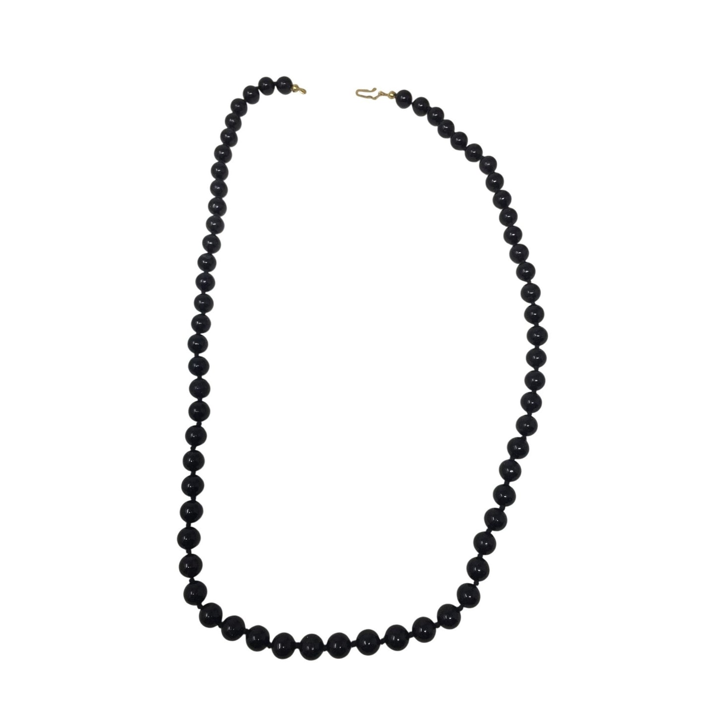 Women's Black Beaded Necklace with Gold Tone Clasp