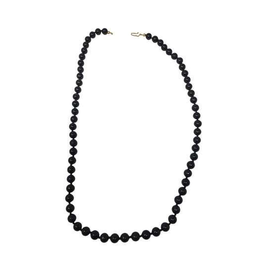 Women's Black Beaded Necklace with Gold Tone Clasp