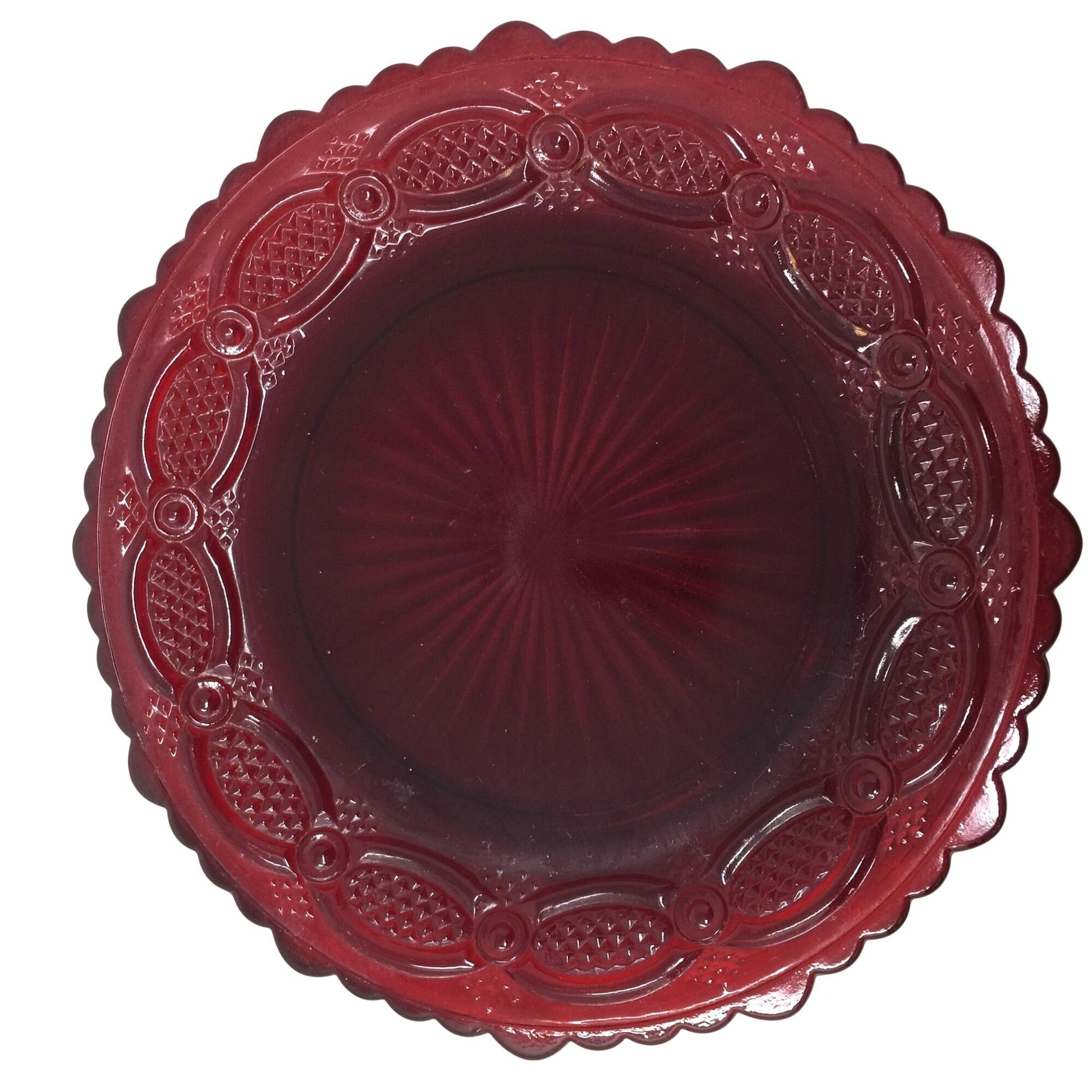 Vintage Avon 1876 Cape Cod Ruby Red Rimmed Salad / Dessert Plate (7.25") Avon  A+ Stuff Drinking, Dining & More