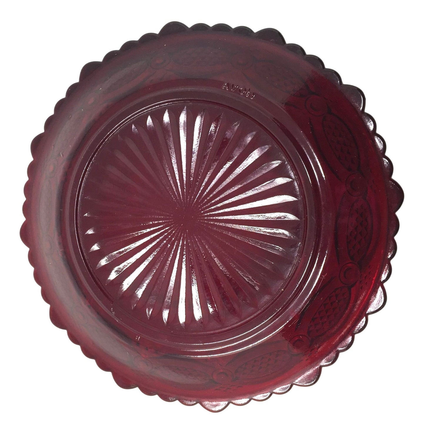 Vintage Avon 1876 Cape Cod Ruby Red Rimmed Salad / Dessert Plate (7.25") Avon  A+ Stuff Drinking, Dining & More