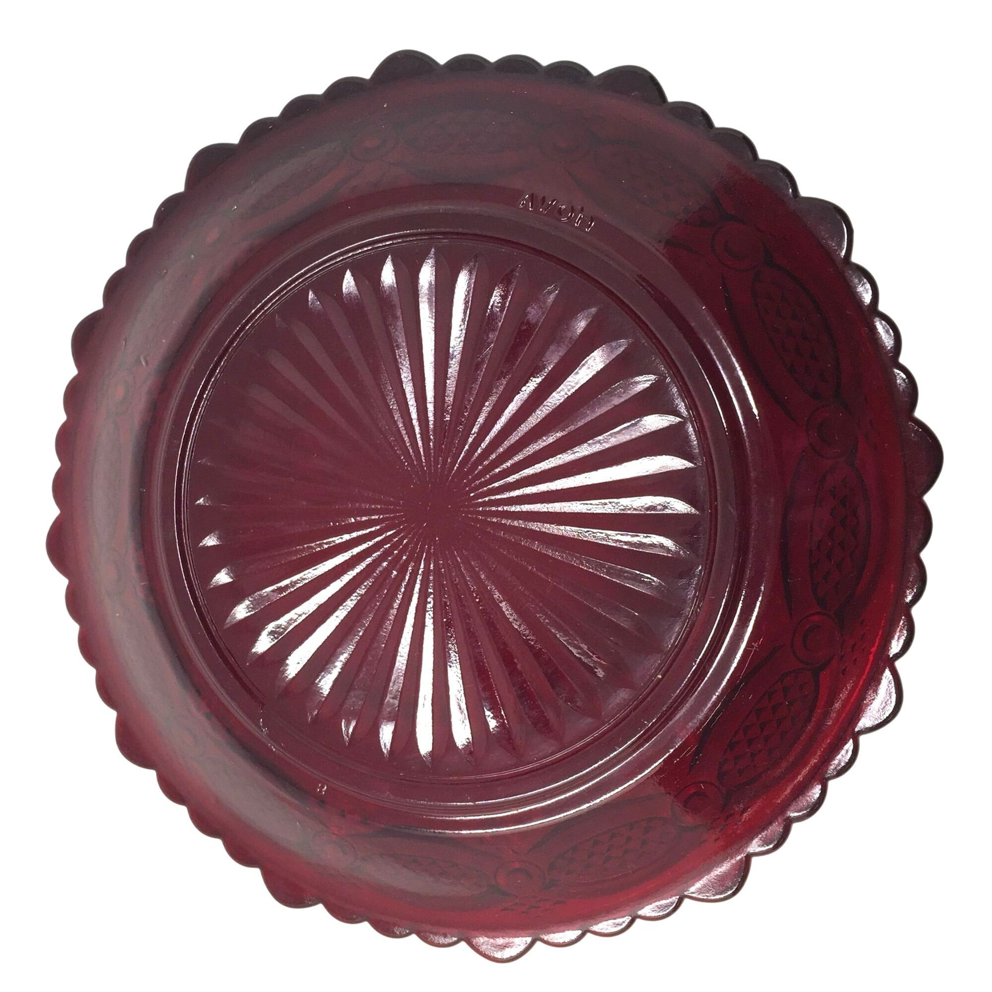 Vintage Avon 1876 Cape Cod Ruby Red Rimmed Salad / Dessert Plate (7.25") Avon  A+ Stuff Drinking, Dining & More
