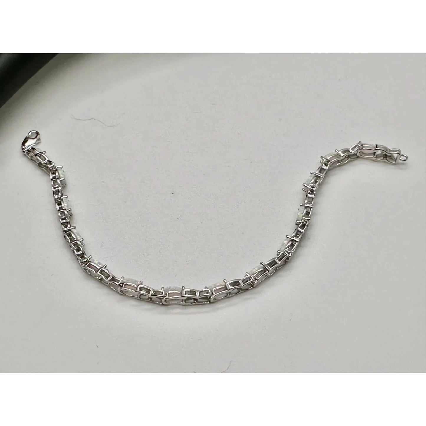 XO Infinity Bracelet Lab Created Opal and Diamond Accent in Sterling Silver Setting - Stunning Gemstones - A+ Stuff