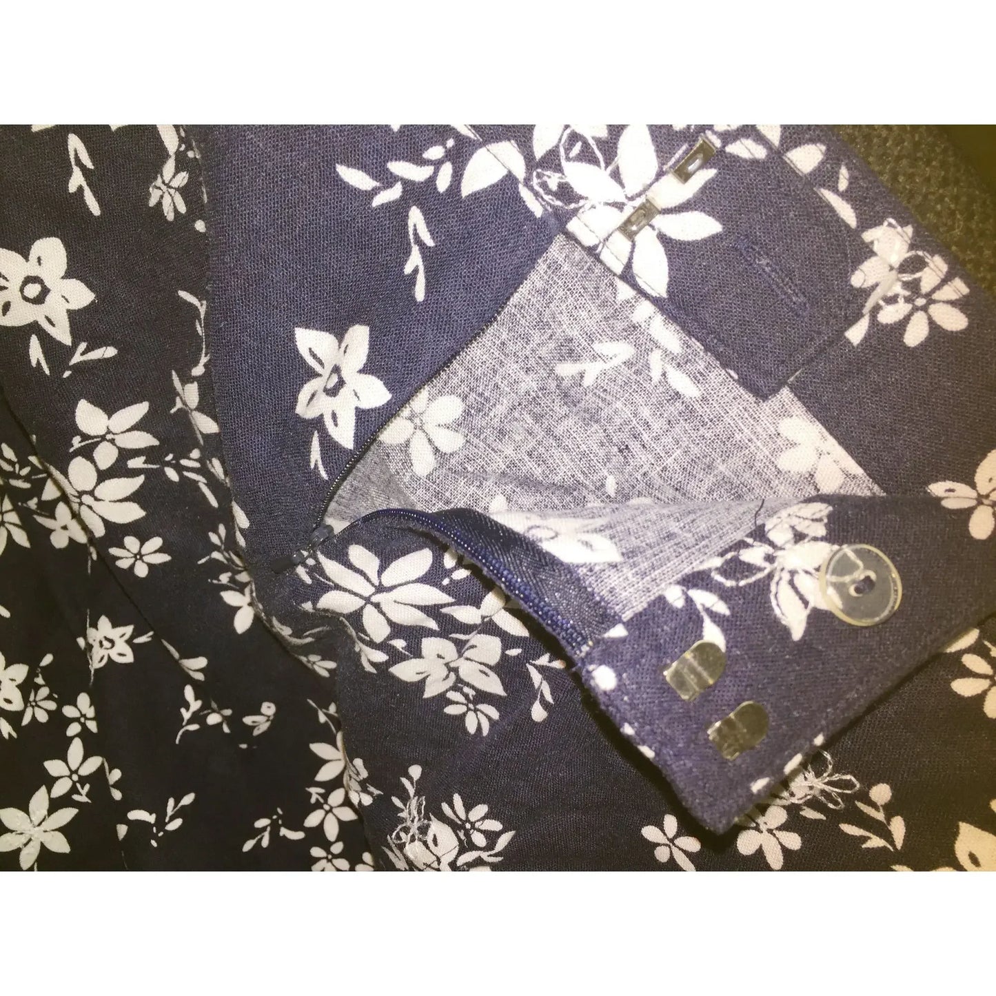 Christopher & Banks Womens Size 6 Blue Calf-Length Skirt with White Floral Pattern Size 6 Christopher & Banks