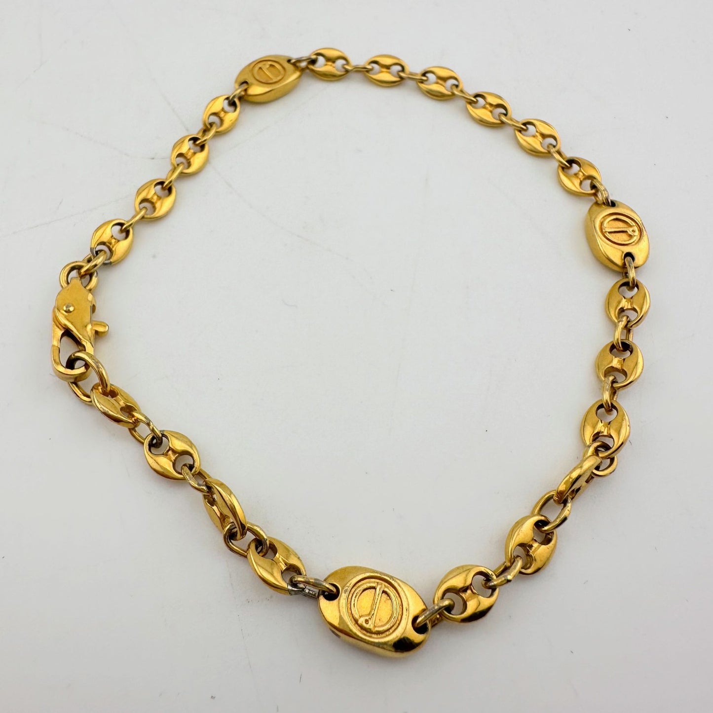 Dunhill Vintage D Logo Goldplated Chain Bracelet (7.5")