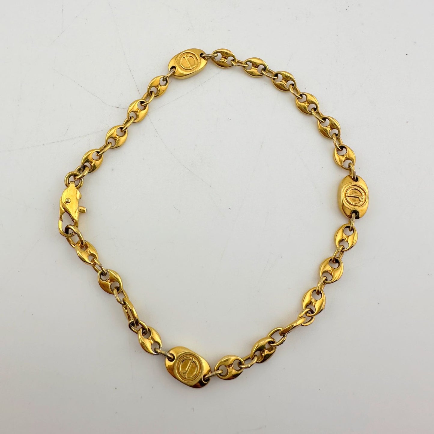 Dunhill Vintage D Logo Goldplated Chain Bracelet (7.5")