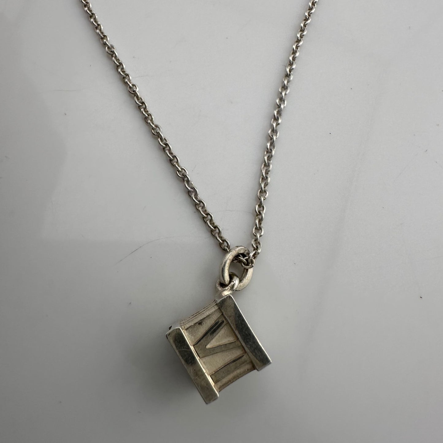 Tiffany and Co Atlas Cube Necklace Sterling Silver