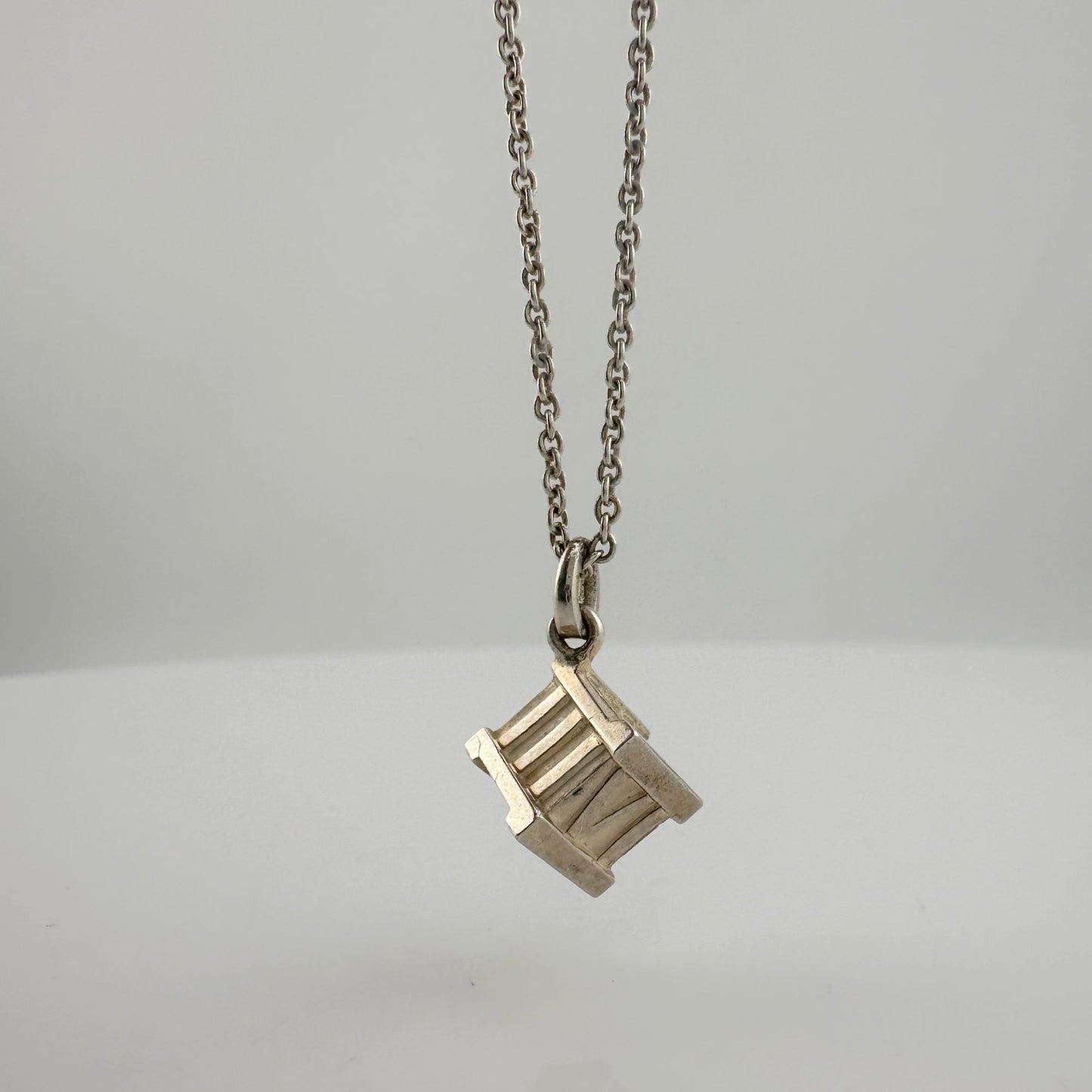 Tiffany and Co Atlas Cube Necklace Sterling Silver