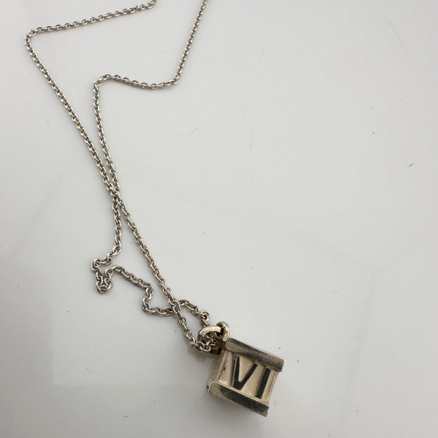 Tiffany and Co Atlas Cube Necklace Sterling Silver