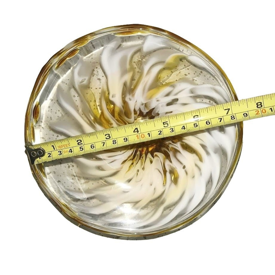 Marty Christy ' Sunflowers' - Beautiful Art Glass Dish - Inscribed by Artist with Personal Message