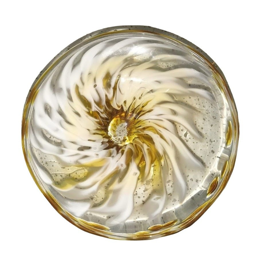 Marty Christy ' Sunflowers' - Beautiful Art Glass Dish - Inscribed by Artist with Personal Message